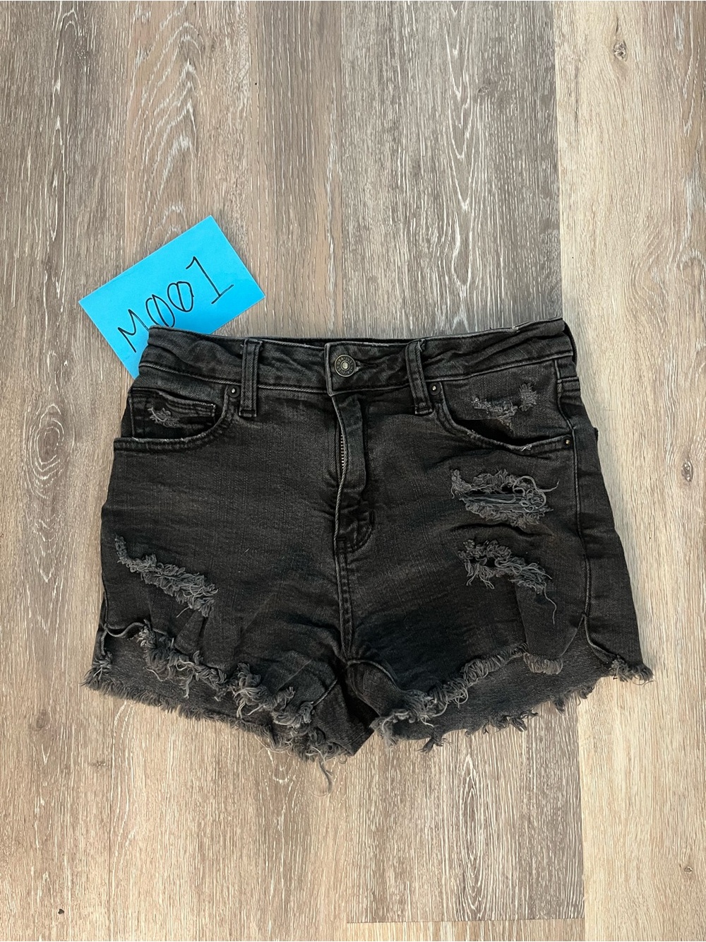 Just USA Distressed Denim Shorts Womens S Black High Rise Cutoff Frayed Stretch